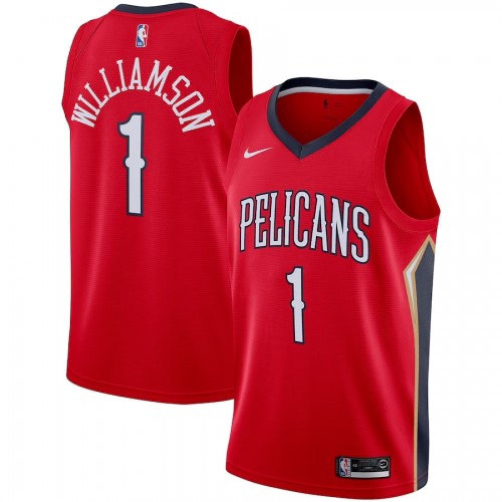 Men's New Orleans Pelicans Zion Williamson #1 Red 19/20 Swingman Jersey - Statement Edition-Pro Kit Vault | Brand New 26/27 Sports Jerseys